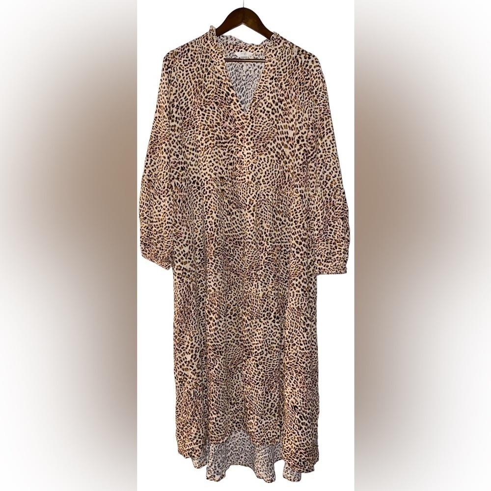 Terra & Sky Leopard Animal Print Coverup Dress Plus Women 2X Summer Resort